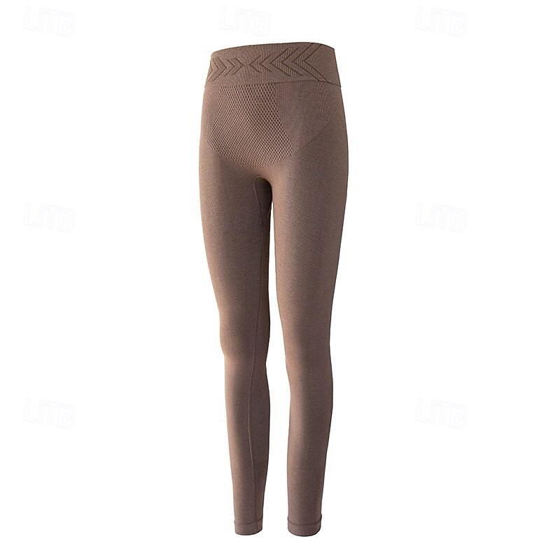 Women's Base Layer Bottom Thermal Underwear High Waist Outdoor Running Fitness Bottoms Solid Color Light Coffee Black Red Winter Sports Activewear 2026 - $15.49 –P3