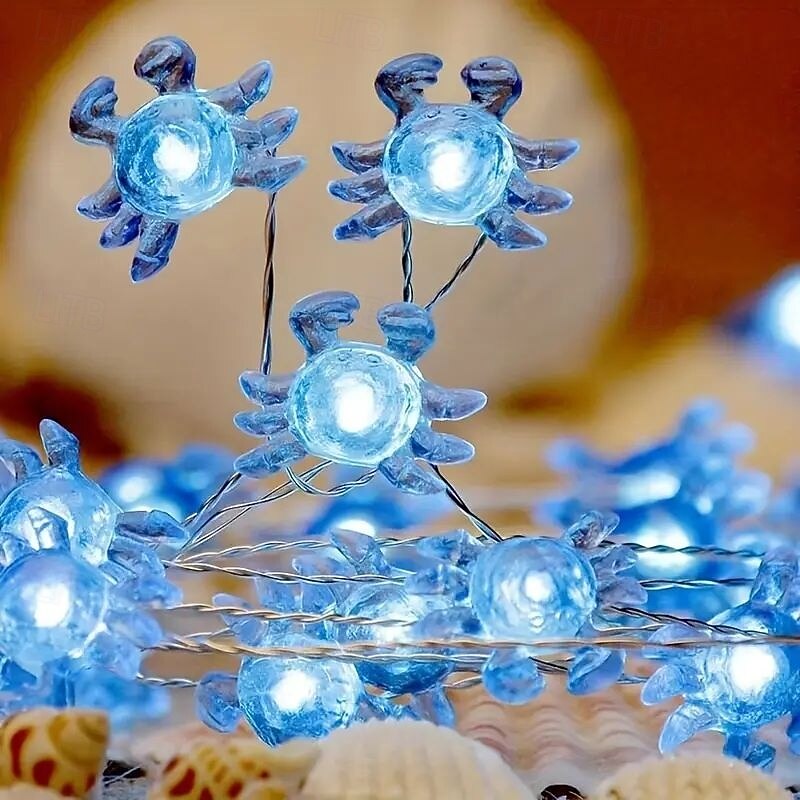 Luces de cadena de alambre de cobre LED en forma de pulpo estrella de mar cangrejo guirnalda de luces 2m 20LED a pilas decoración para fiestas de bodas y vacaciones en interiores y exteriores tema 2026 - $14.49 –P7