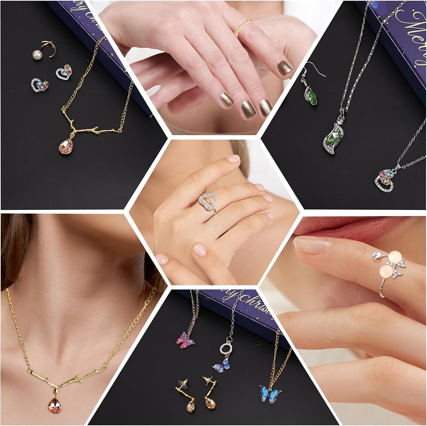 Kalendarz adwentowy z biżuterią 2025, kalendarz świąteczny 2025 dla kobiet z kolczykami, naszyjnikiem, pierścionkami i bransoletką, srebro i złoto, 25-dniowy kalendarz adwentowy z biżuterią dla kobiet 2025 - $31.99 –P4