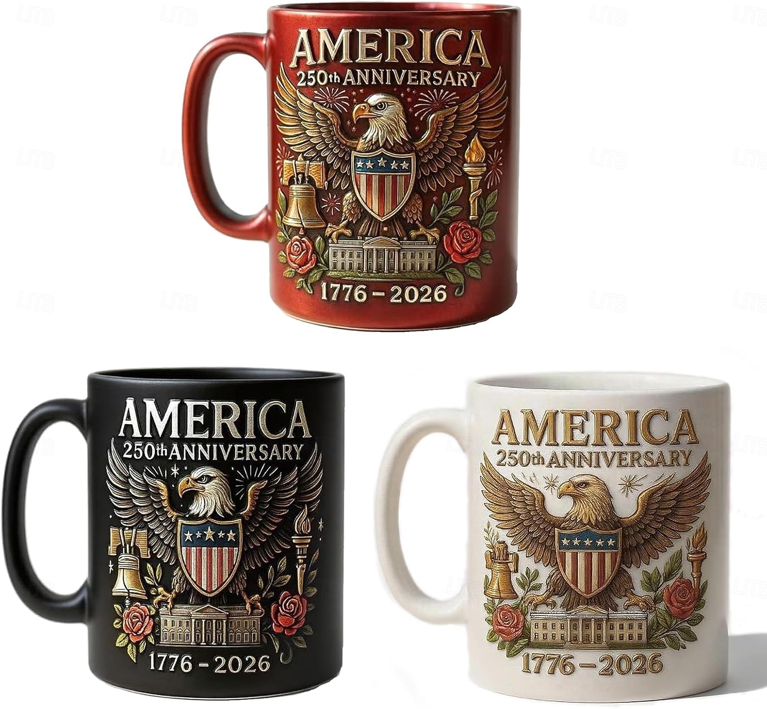 Caneca comemorativa do 250º aniversário dos EUA, caneca de cerâmica de 11 onças para café comemora o 250º aniversário dos Estados Unidos, a águia e a bandeira simbolizam o decorador patriótico, de 2026 por $22.99 –P1