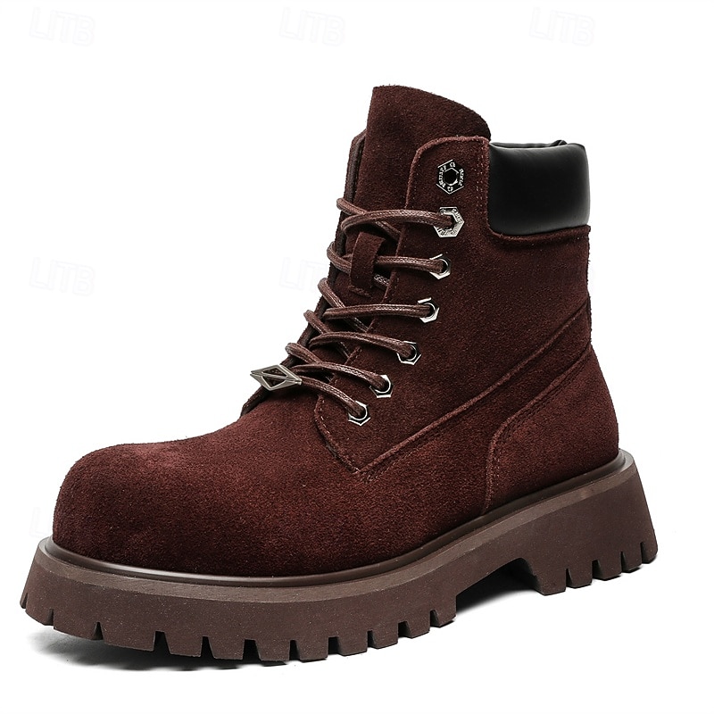 Ανδρικά χακί σουέτ μποτάκια εργασίας μέχρι τον αστράγαλο με στιβαρή σόλα και απαλή εσωτερική επένδυση, ελαφριά, casual μπότες εξωτερικού χώρου για φθινοπωρινή και χειμερινή χρήση. 2026 - $79.99 –P1