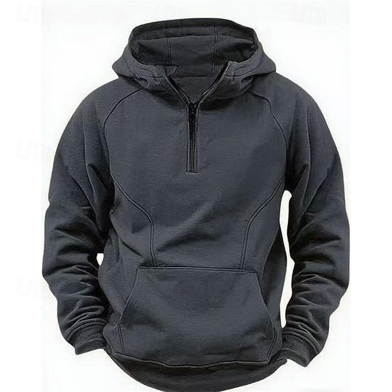 Hombre Sudadera Sudadera con capucha y cremallera de un cuarto Negro Vino Verde Ejército Azul Marino Caqui Con Capucha Plano Bolsillo Media Cremallera Deporte Diario Festivos Poliéster Ropa de calle 2025 - $25.99 –P6