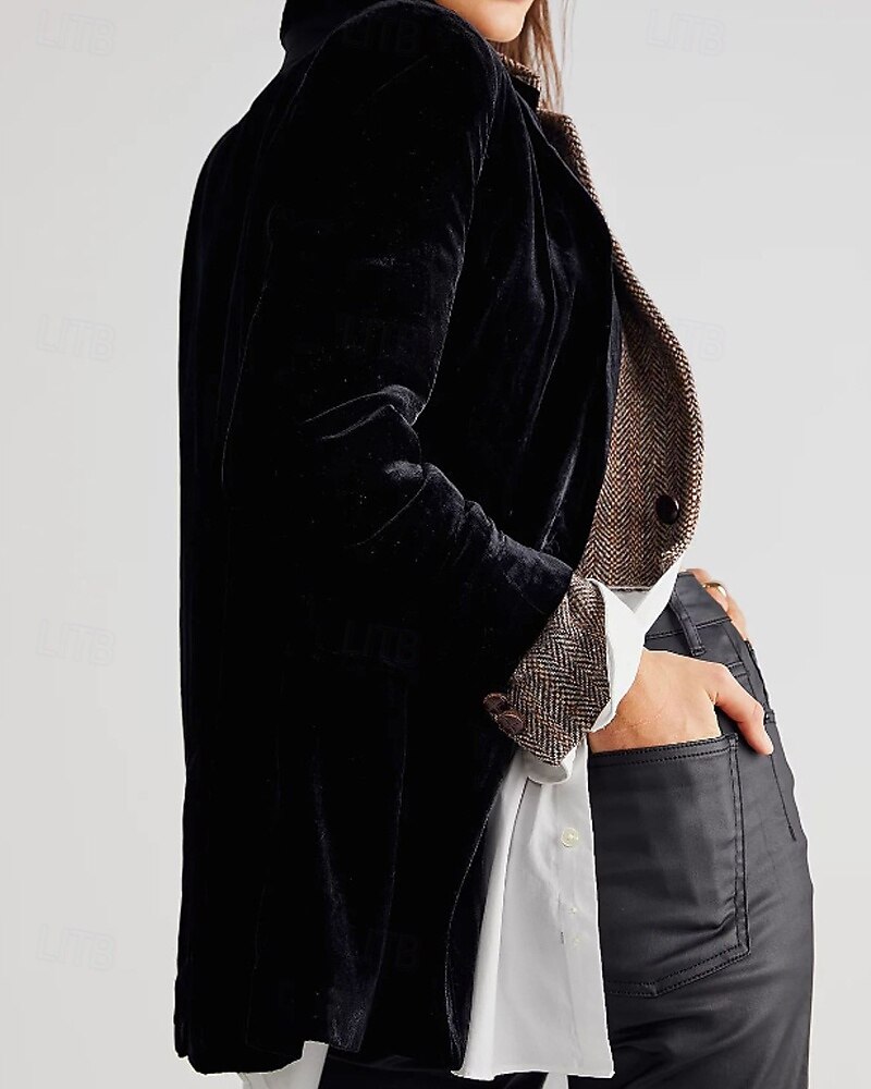 Per donna Blazer Blazer di velluto Confortevole Tasca Bottoni Moda Semplice Feste Festa / Sera Uscire Regolare Collo ripiegato Vestibilità regolare Manica Lunga Capispalla Nero Vino Verde scuro del 2026 a $45.99 –P4