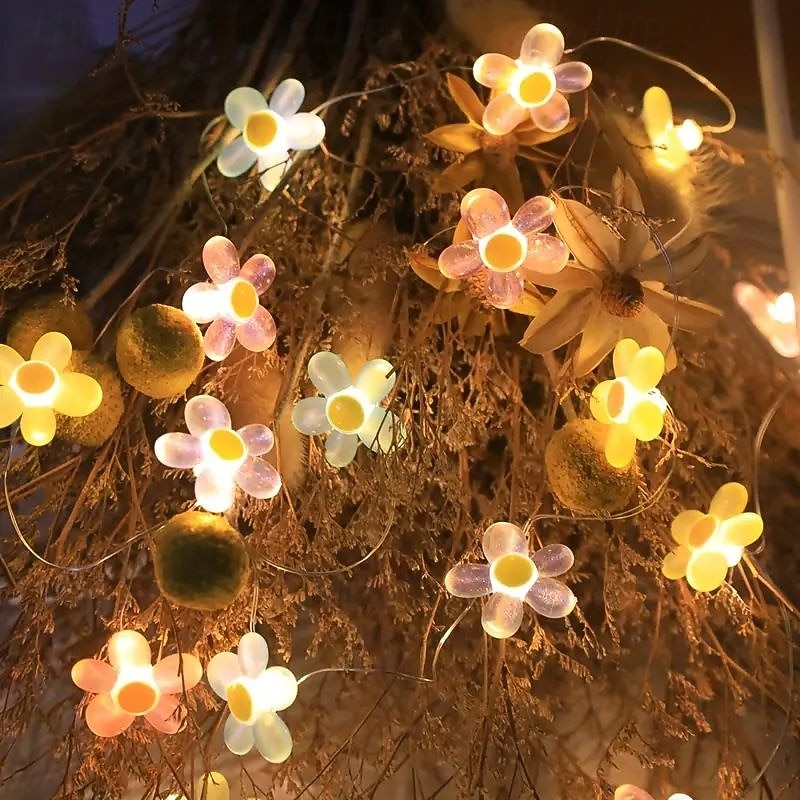 girlandový světelný řetěz 2m 20LED květinová tématická osvětlení pro narozeniny svatby oslavy domova Valentýn svátky atmosférické dekorace napájené bateriemi 2026 - $14.49 –P1