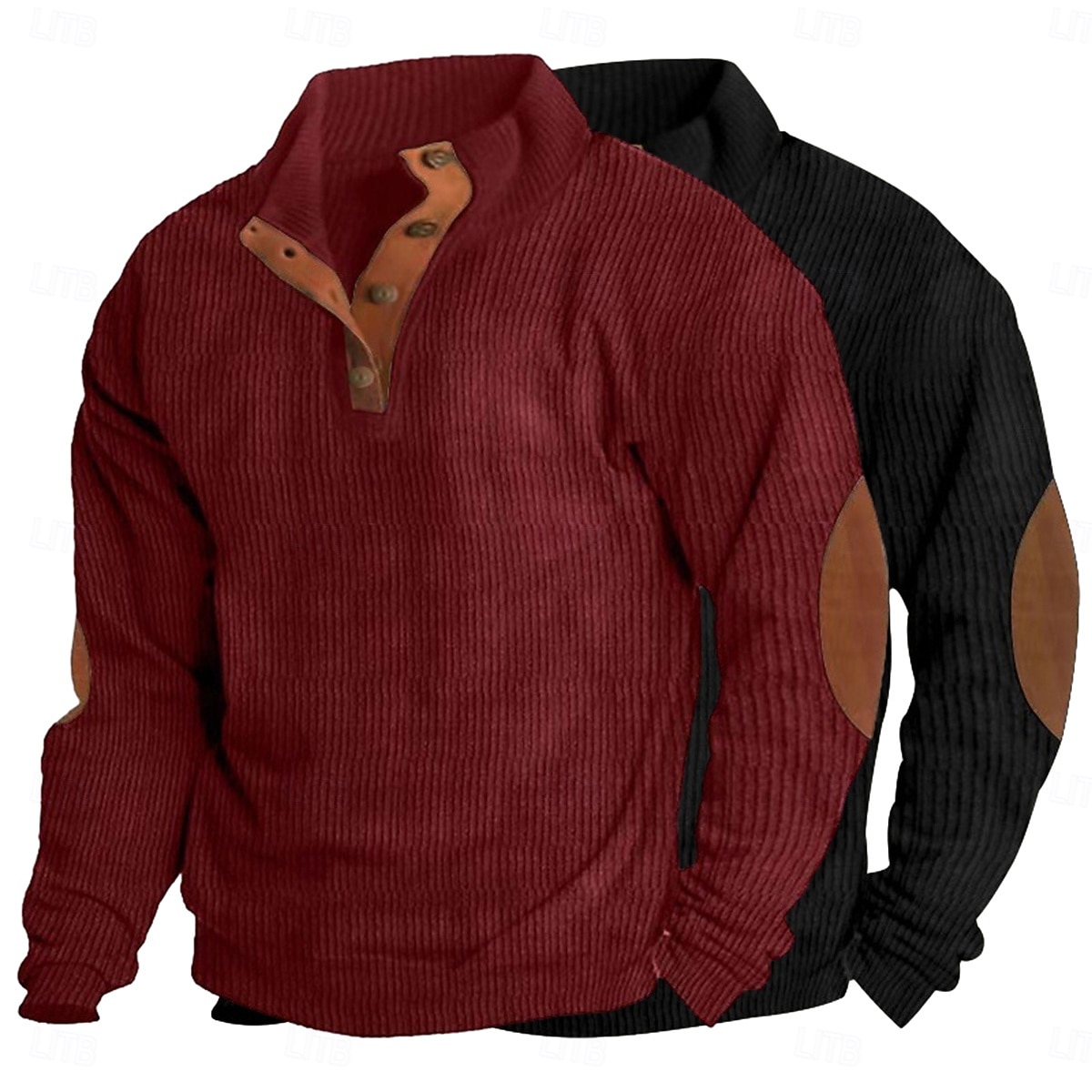 Per uomo Maglia Velluto a coste Felpa con cappuccio Maglione Felpa con cappuccio abbottonata Vino+Nero bianco+vino rosso Bianco+verde militare Albicocca+Caffè Blu denim + nero Colletto Mao Semplice del 2026 a $39.99 –P4
