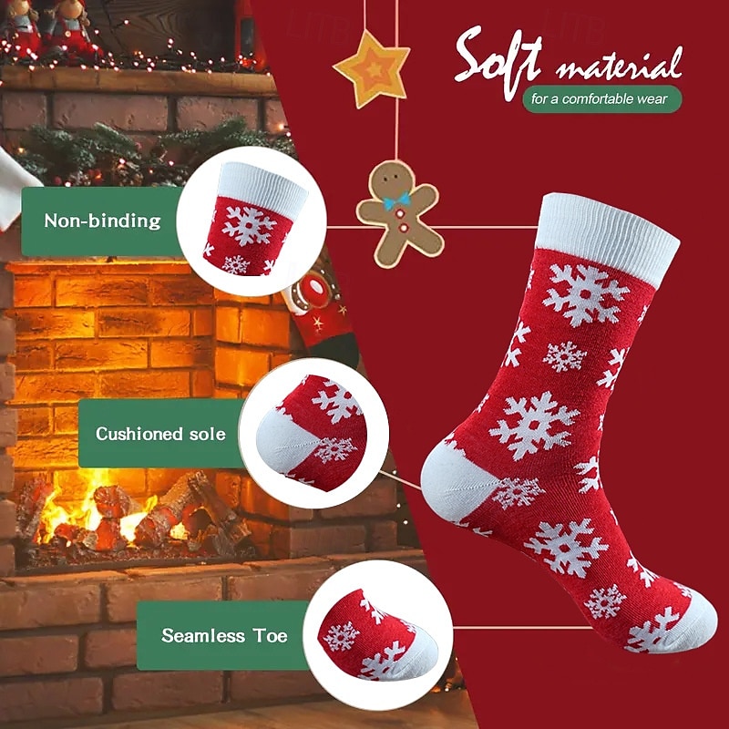 Hombre 6 pares Paquetes múltiples Calcetín Calcetines para correr Calcetines informales Calcetines de Navidad Multi Color Color Papá Noel Cada Árbol de Navidad Navidad Vacaciones Deporte Básico Medio 2025 - $9.99 –P3