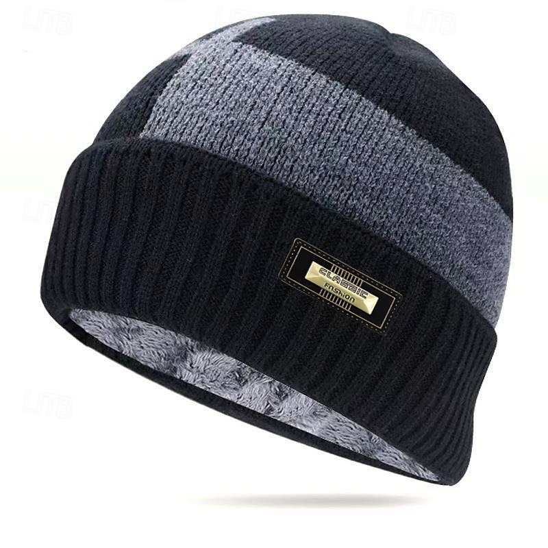 Herre Unisex Beanie lue Vinterhatter Luer Strikk lue Vinterlue Svart Navyblå Akryl Fiber Strikket Koselig Dagligdagstøy Ut på byen Fargeblokk Varm 2026 - $8.49 –P1