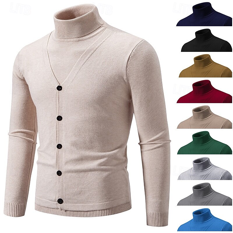Per uomo Felpa Maglione A Coste Maglia Top Regolari 2 in 1 Lavorato a maglia Semplice Dolcevita Maglieria Contemporaneo Casuale Abbigliamento quotidiano Abbigliamento Primavera Autunno Nero Borgogna del 2026 a $30.99 –P1