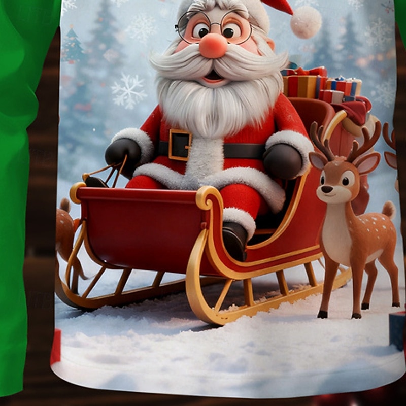 Jul Pojkar 3D Grafisk jultomten T-shirt Långärmad Vår Höst Mode Grundläggande Barn 4-12 år Rund hals Utomhus Ledigt Dagligen Normal 2025 - $13.99 –P4
