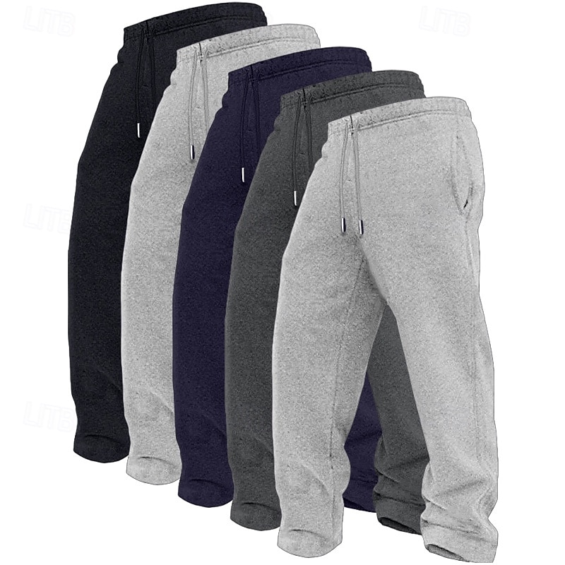 5 Stück Herren-Jogginghose mit geradem Bein, Fleece-Hose, Freizeithose, Kordelzug, elastischer Bund, Mehrfachpackung, einfarbig, bequem, volle Länge, Outdoor, Reisen, Alltag, Urlaub, Mode 2026 - $59.99 –P6