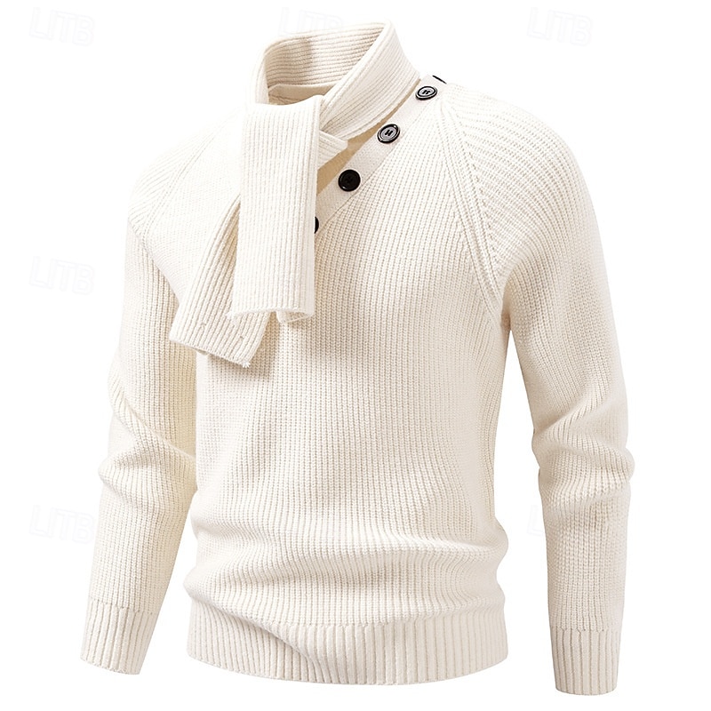 Homens Suéter Pulôver suéter Estriado Tricotar Tops regulares Conversível Tricotado Tecido Xaile Roupa de Malha Moderna Casual Roupa Diária Roupa Outono Inverno Preto Branco M L XL de 2026 por $39.99 –P4