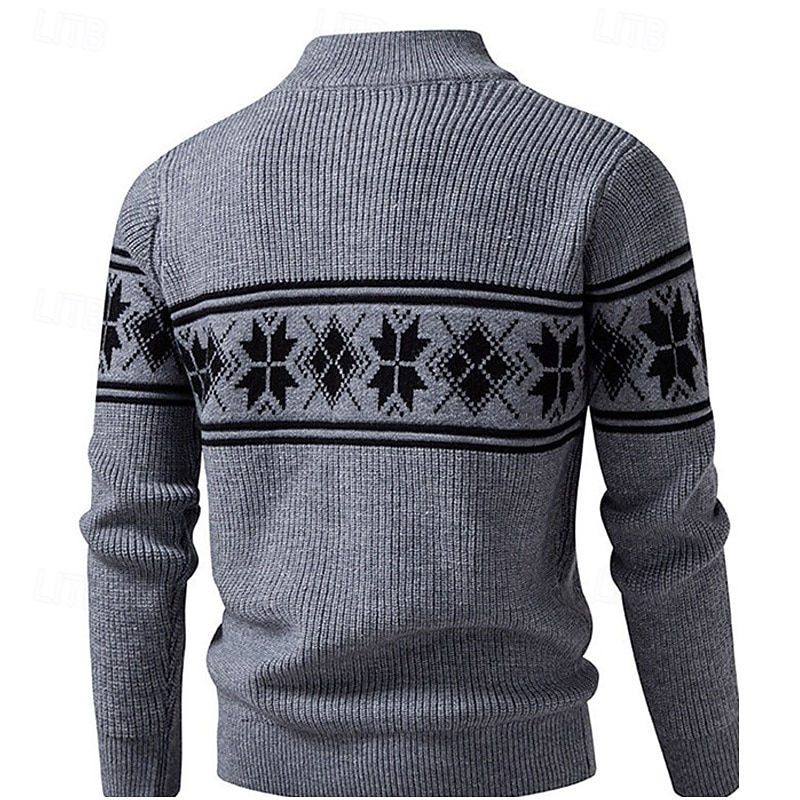 Bărbați Pulover Cardigan Pulover decupat Pulover cu fermoar Pulover tricotat Striat Tricotat Topuri obișnuite Buzunar Geometric Guler de stand Modă Clasic Vacanță Purtare Zilnică Îmbrăcăminte Toamn 2026 - $41.99 –P2