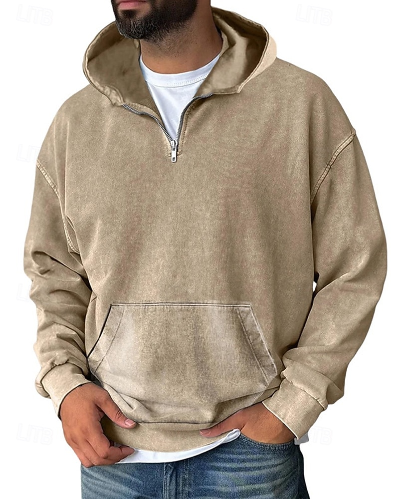 Homme Sweat à capuche Sweat à capuche quart zippé Noir Vin Vert Véronèse Bleu Violet À capuche Uni Avec Poches Sport & Loisir Quotidien Fête Polyester Streetwear Basique Occasionnel Printemps Automne de 2025 ? $26.99 –P10