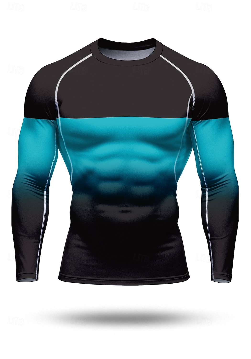 Муж. Компрессионная футболка Футболка для бега 3D печать Цветовые блоки Длинный рукав Основной слой Весна Осень Градиент Быстровысыхающий Сжатие видеоизображений Для тренировки Power Flex 2026 - $20.99 –P1