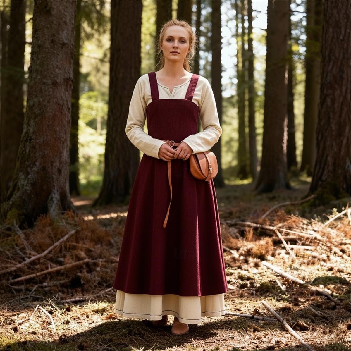 γυναικεία μεσαιωνική ποδιά βίκινγκ φόρεμα με δεμένη πλάτη τουνίκ σετ φόρεμα 2 τμχ για larp ren faire αποκριάτικο φόρεμα για πάρτι της αναγέννησης 2026 - $77.99 –P3