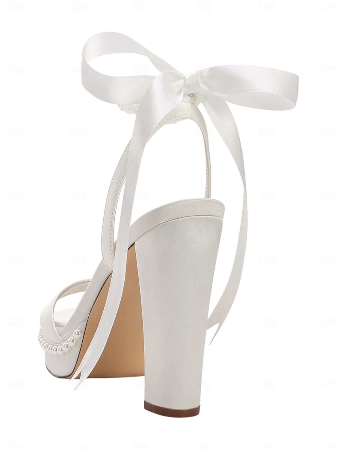 Escarpins à plateforme en satin rose pour femme avec bride cheville en perles et nœud - sandales élégantes à talons hauts pour cocktails et événements formels de 2026 ? $69.99 –P4