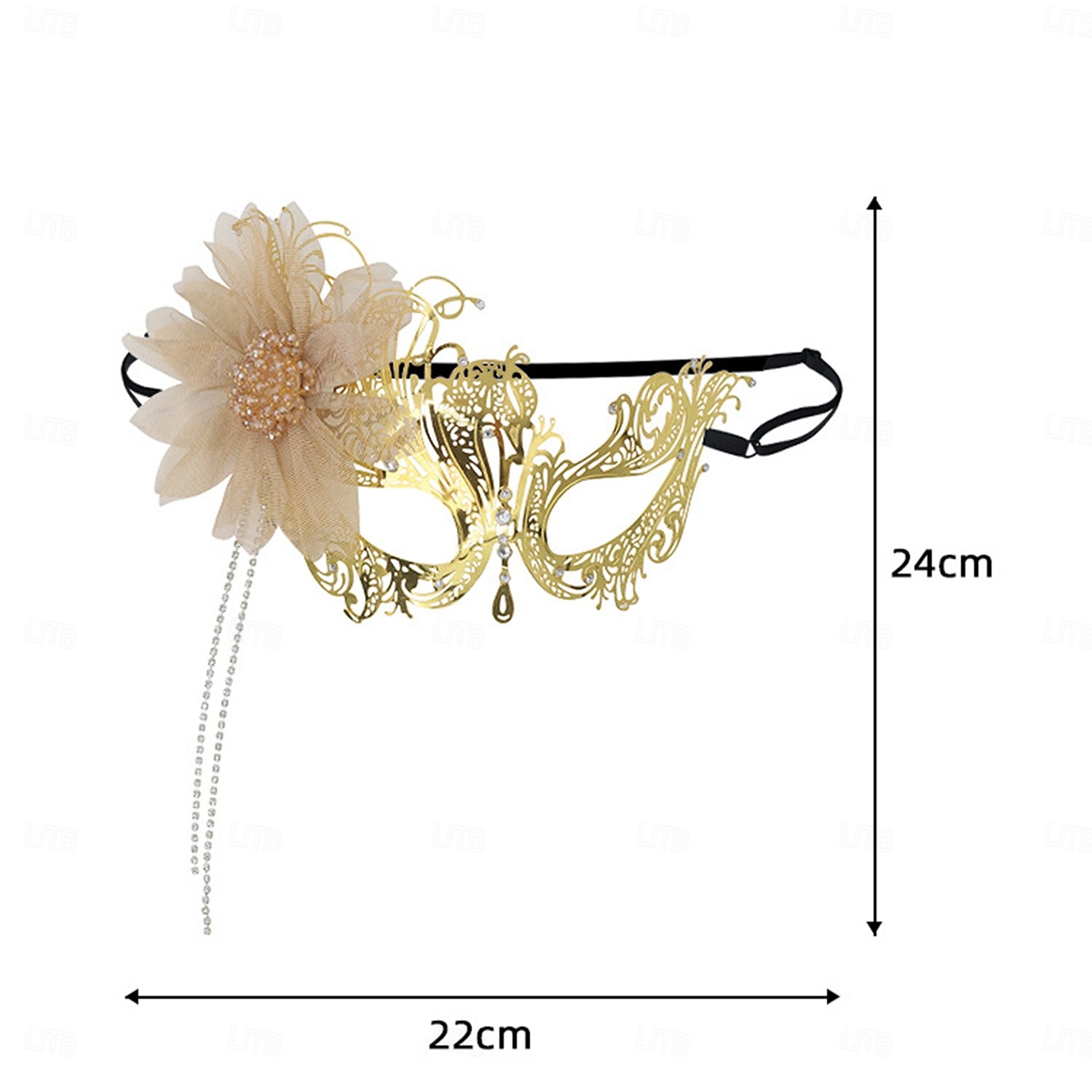 női arany filigrán álarcosbál maszk virággal és gyöngyökkel díszítve karácsonyi partira, bálra &szalagavató 2026 - $19.99 –P3