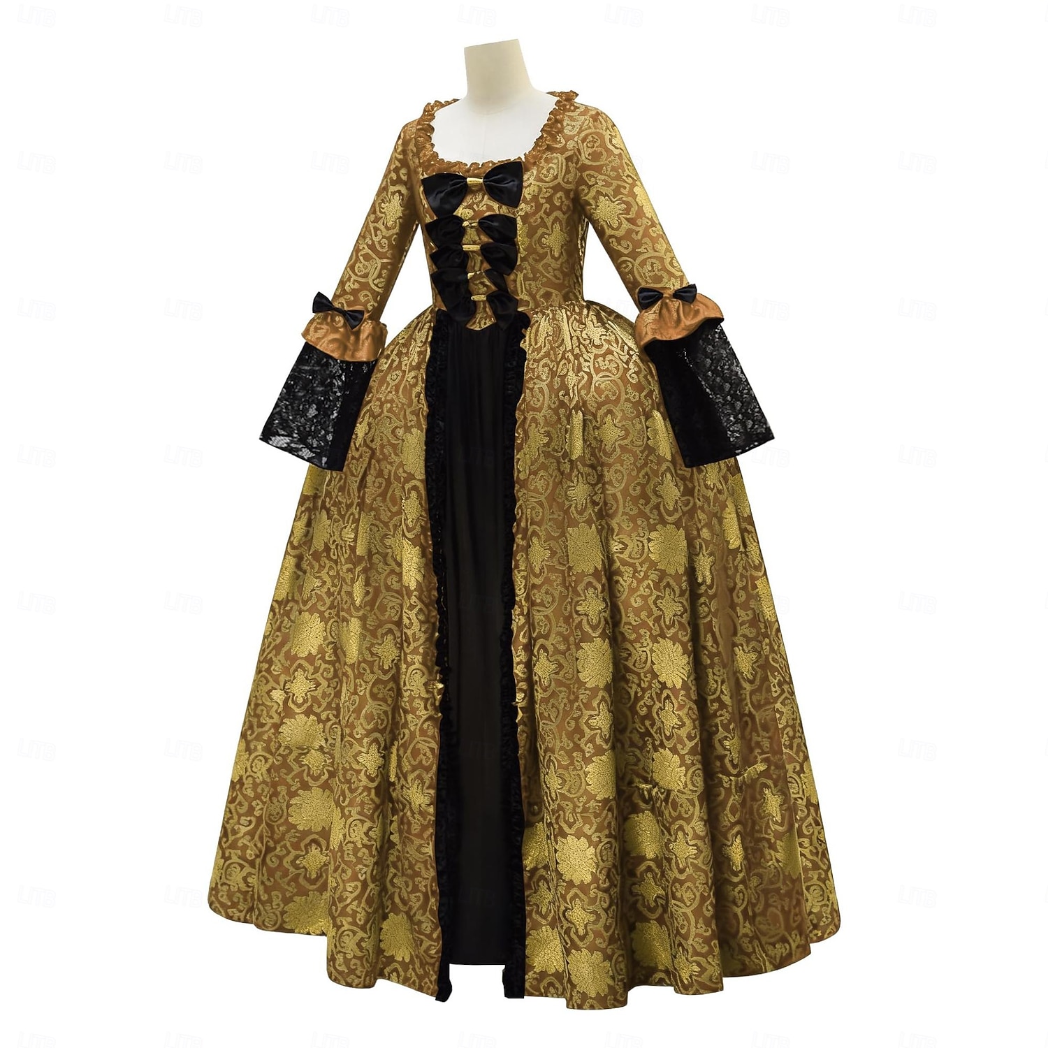 Rokoko Viktorianisch Renaissance Bodenlang Kleid Partykostüm Maskerade Übergröße Normal Puffärmel / Ballon Trompetenärmel Prinzessin Spitze Tüll Vintage Ballkleid Quadrathals Kostüm Damen königlich 2025 - $168.99 –P15