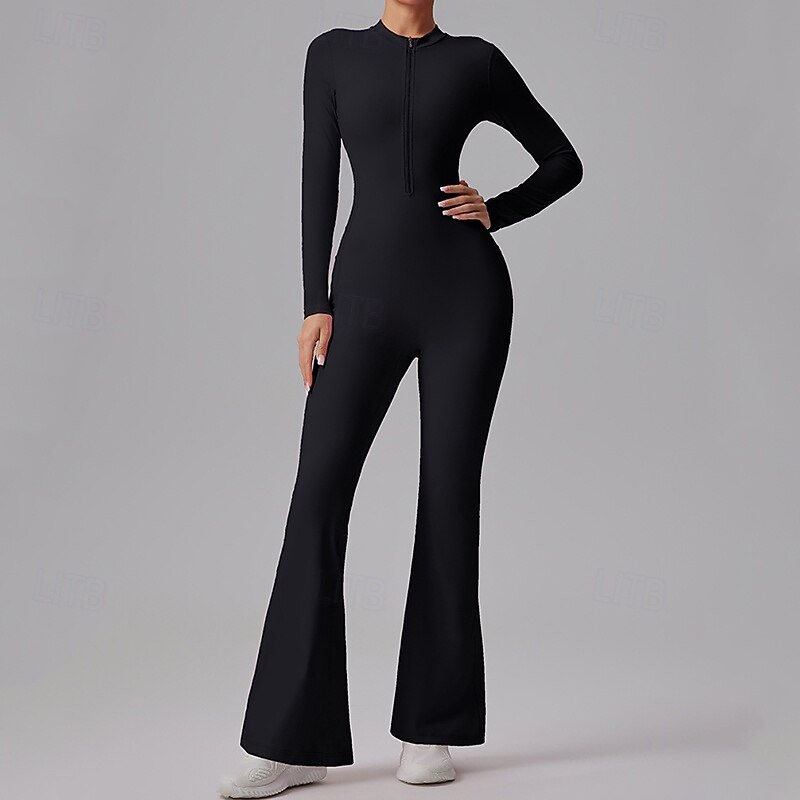 Mujer Mono de Fitness Mono de una pieza Cerrar Color sólido Body Primavera Otoño Negro Blanco Gimnasio Rutina de ejercicio Corriendo Control de barriga Manga Larga Deporte Ropa de Deporte Ajuste 2026 - $54.99 –P12