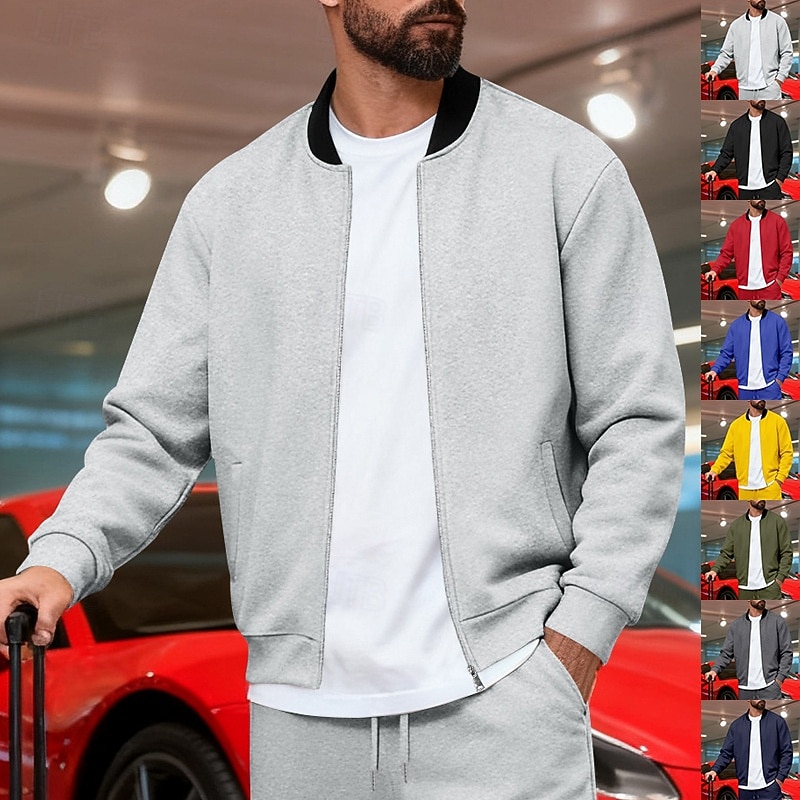 Homens jaqueta leve Jaqueta casual Férias Diário Respirável Bolsos Primavera Outono Bloco de cor Moda Clássico Colarinho Chinês Padrão Preto Amarelo Vermelho Azul Marinha Azul Royal Casaco de 2026 por $19.99 –P1