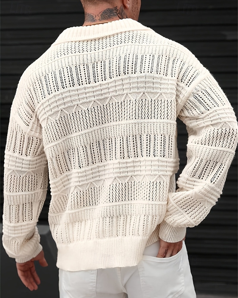 Herren Pullover Strickpullover Gerippt Stricken Normale Oberteile Gestrickt Einfach Revers Mode Basic Urlaub Alltagskleidung Bekleidung Herbst Winter Blau Grün S M L 2026 - $34.99 –P2