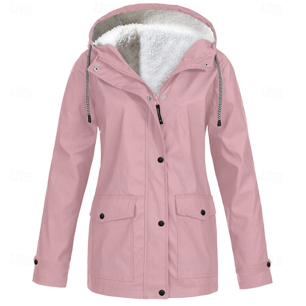 Per donna Giacca Casual Giacca con Cappuccio Impermeabile Caldo Tasca Bottoni Foderato in pile Casual Semplice Vacanza Streetwear Casuale Abbigliamento quotidiano Monopetto Regolare Collo ripiegato del 2026 a $48.99 –P4