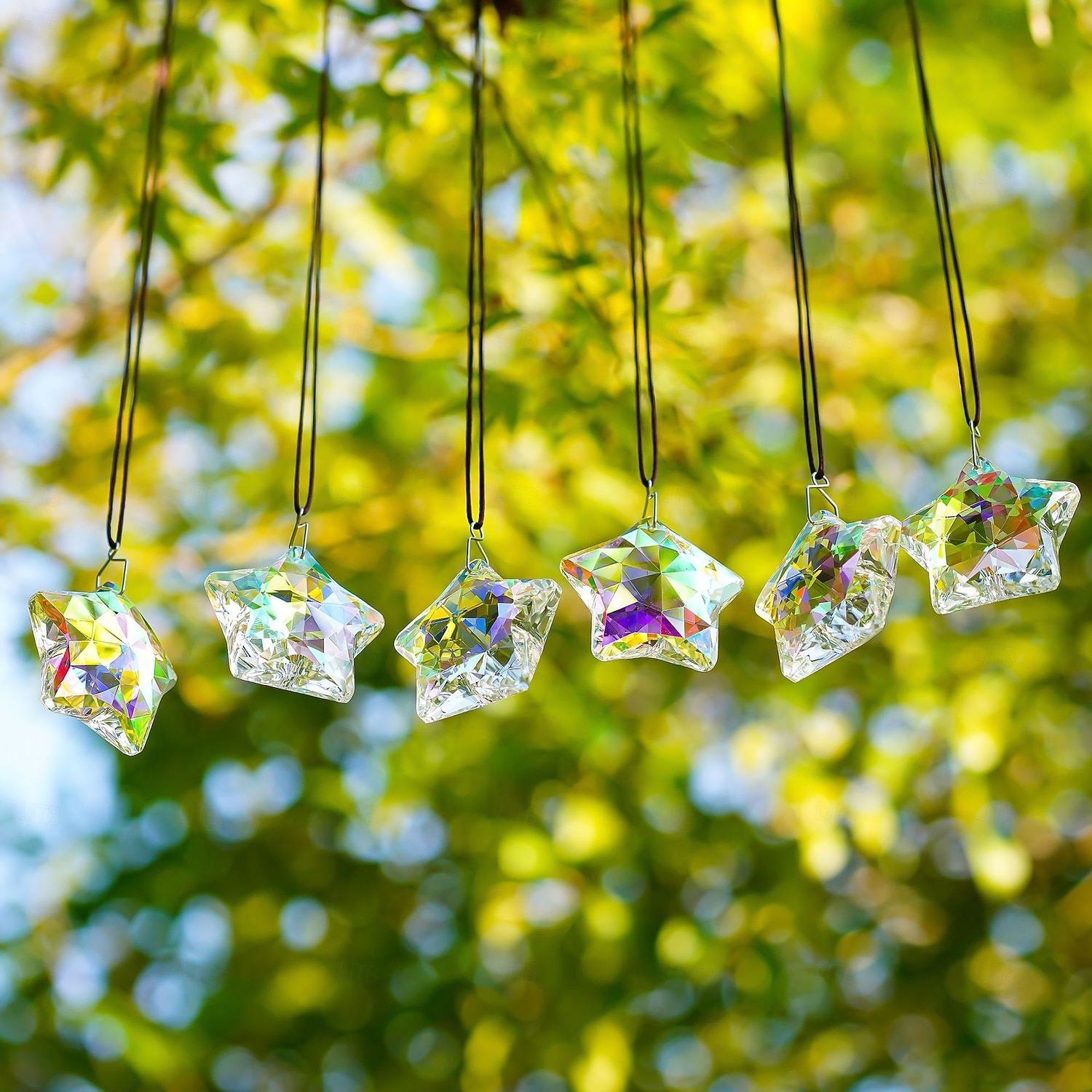 Conjunto de 6 enfeites de Natal em vidro transparente facetado em formato de estrela, ideais para centros de mesa, captadores de luz solar e decoração de cristal para árvores de Natal, janelas, de 2026 por $25.99 –P7