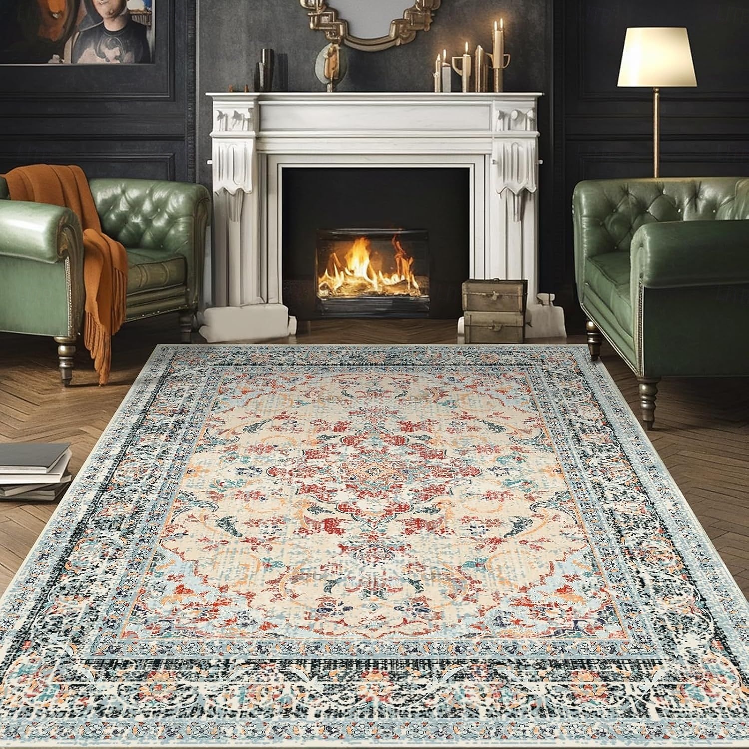 2026年 エリアラグ ヴィンテージペルシャスタイル リビングルームと寝室用 大きく耐久性のある汚れに強いフロアカーペット ソフト ノンスリップ ベッドサイドマット ホームデコ エスニックパターン クラシックデザイン  コレクション – $12.99 –P6