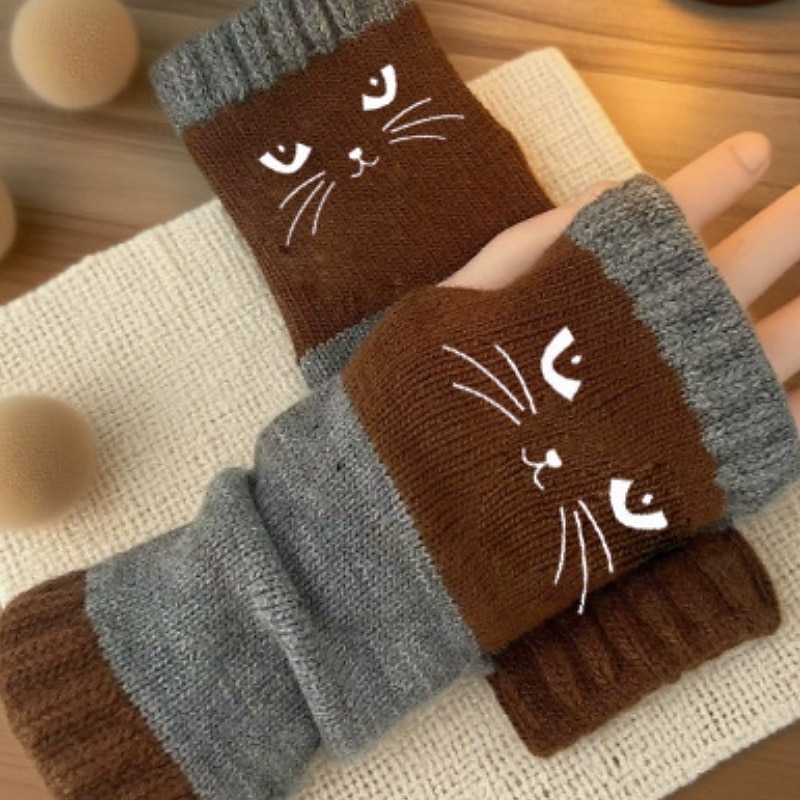 Жен. 1 пара Без пальцев / Вязаные перчатки Уличный стиль / На открытом воздухе Перчатки - С принтом С принтом 2026 - $16.99 –P6