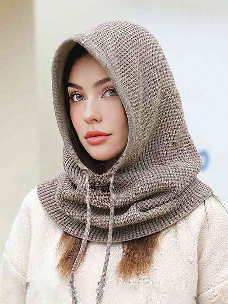 Bufanda con capucha y pasamontañas de punto festivo para mujer: calentador de cuello con cordón en varios colores para Navidad y temporada de esquí. 2026 - $14.99 –P2