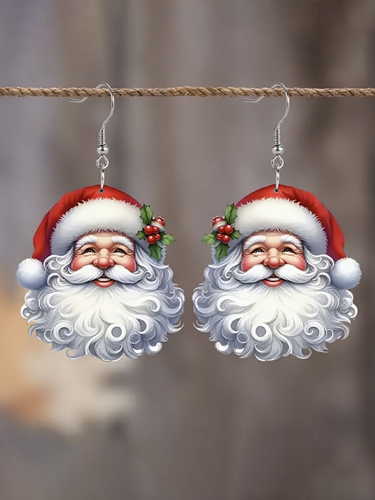 Cercei acrilici pentru femei cu model om de zăpadă de Crăciun – design festiv cu eșarfă și căciulă, perfecți pentru petreceri și ținute de iarnă 2025 - $9.99 –P6