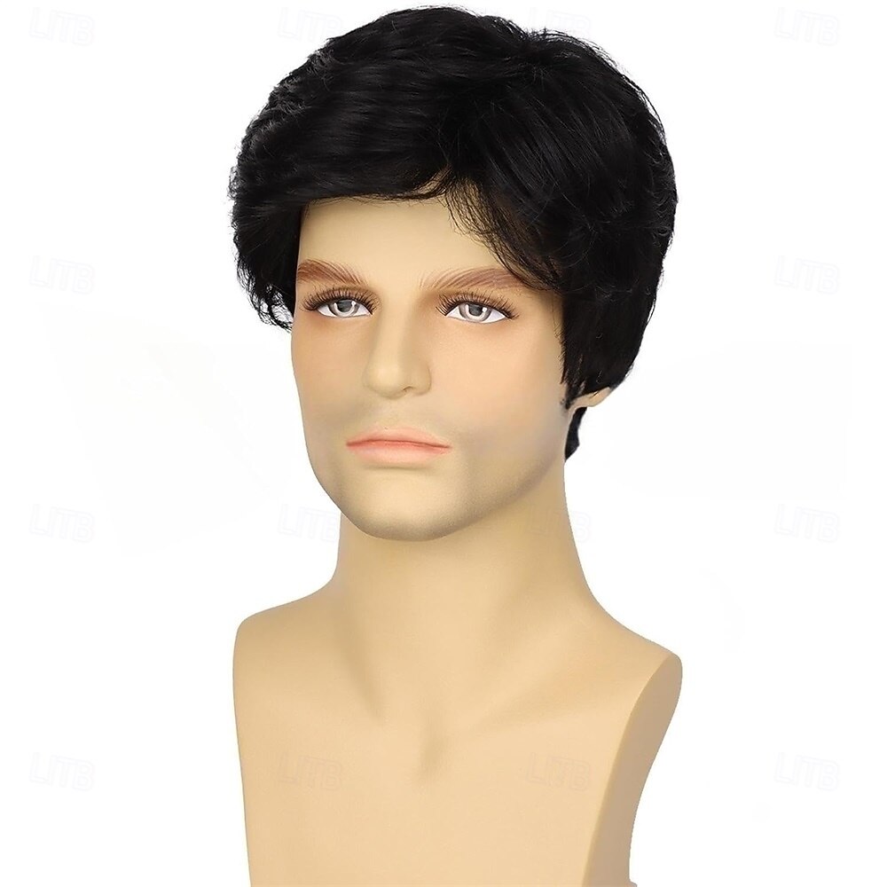 Men's Black Wigs Short Wigs Natural Looking Heat Resistant Synthetic Hair with Adjustable Cap Black 180g 2026 - $21.99 –P4