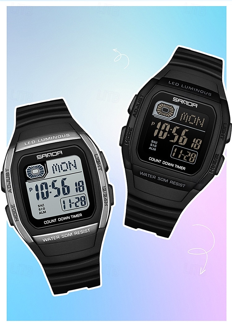 SANDA Gift for Women Men Digital Watch Large Dial Outdoor Sports Casual Luminous Calendar Date Waterproof Silicone Watch 2026 - $29.99 –P3