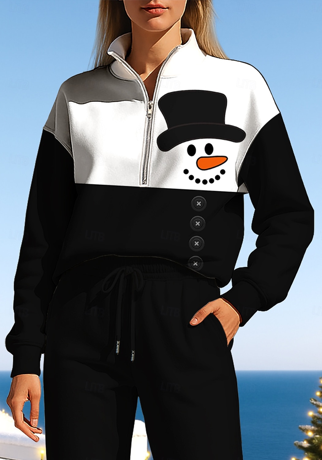 חג המולד בגדי ריקוד נשים טרנינג אימונית חליפת ריצה שרוך רוכסן ז'קט ומכנס טרנינג סט לבוש אתלטי אביב לבן + אדום שחור עם לבן אגבי להתאמן חוץ רך בג'י שרוול ארוך ספורט לבוש אקטיבי סטרצ'י (נמתח) רגיל 2025 - $39.99 –P4