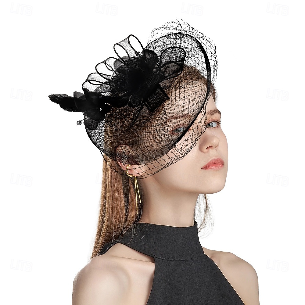 Palarioare Tul Pană Pălărie Nuntă Petrecere ceai Cursă de cai cocktail Elegant Epocă Cu Pene Diadema Articole Pentru Cap 2025 - $14.99 –P1