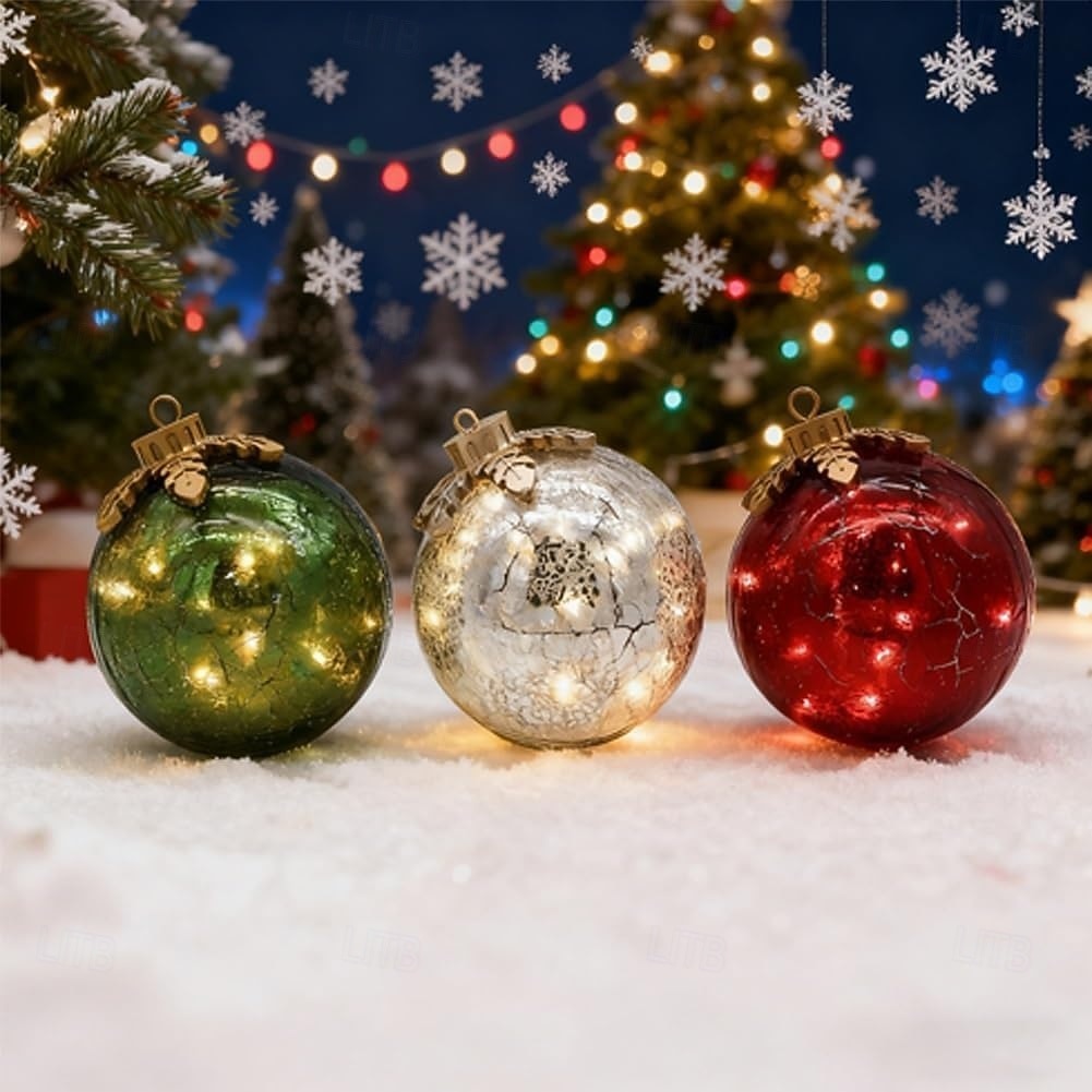 Julepynt Bord Rød Gull Grønn Kula Julelys Kula LED Lampe Forhåndsbelyst med Myk Hvit LED Bord Xmas Hjem Fest Midtpunkt Mantel 2025 - $31.99 –P3