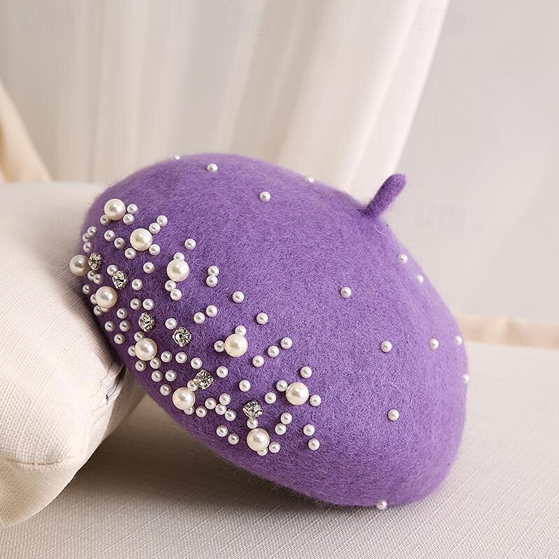 Chapéus Lã Chapéu de Boina Casamento Feriado Festa de Chá Corrida de cavalos coquetel Elegante Vintage Com Pérolas Capacete Chapéu de 2026 por $16.49 –P3
