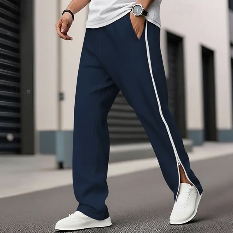 Per uomo Pantaloni da tuta Pantaloni Strappabili Pantaloni da pista Pantaloni della tuta a gamba dritta Cerniera Elastico in vita Tinta unica Comodità Traspirante Lunghezza intera Casuale Quotidiano del 2026 a $21.99 –P1