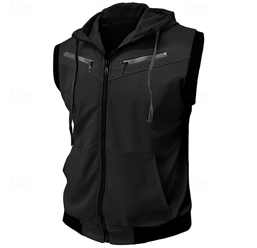 Hombre Sudadera Sudadera con capucha y cremallera completa Negro Vino Rojo Azul Marino Morado Con Capucha Bloque de color Correa Bolsillo Deporte Diario Festivos Poliéster Ropa de calle Básico Casual 2026 - $44.99 –P4