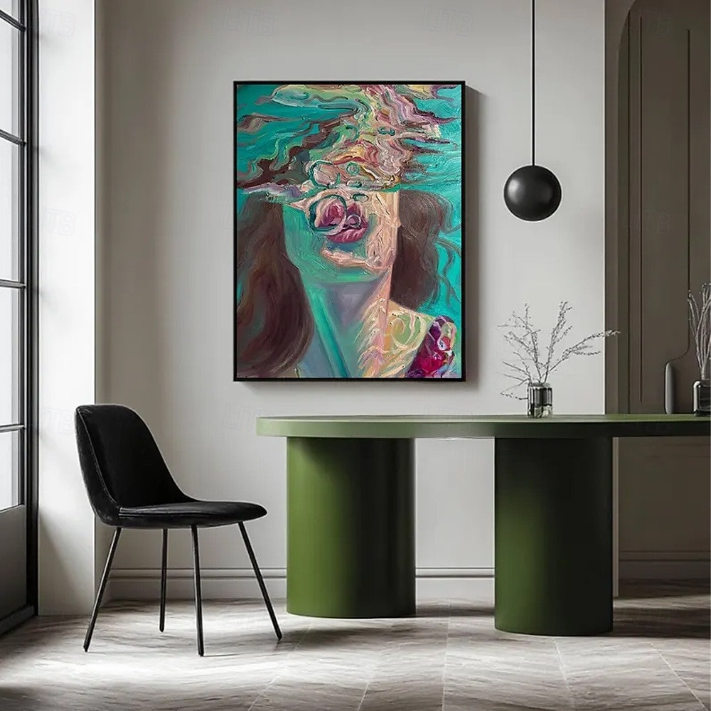 Картина с дайвингом, дайвинг, настенное искусство, плывущая девушка, картина с зеленым абстрактным искусством, дайвинг в океане, чувственная женщина, плавающая, настенное искусство на холсте, ручная работа 2025 - $38.99 –P4