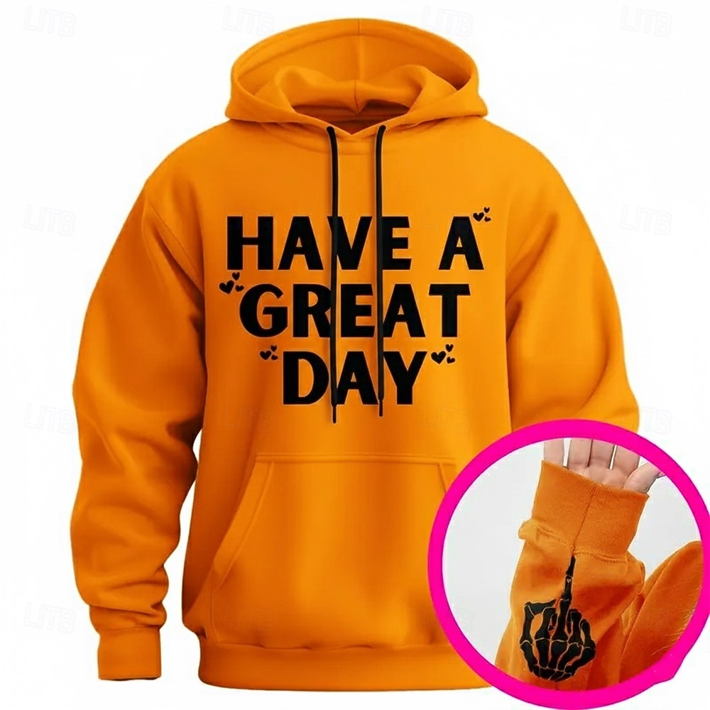 Felpa con cappuccio sarcastica da uomo con dito medio nascosto 'Ti Auguro Una Bella Giornata' grafica a maniche lunghe del 2026 a $28.99 –P6