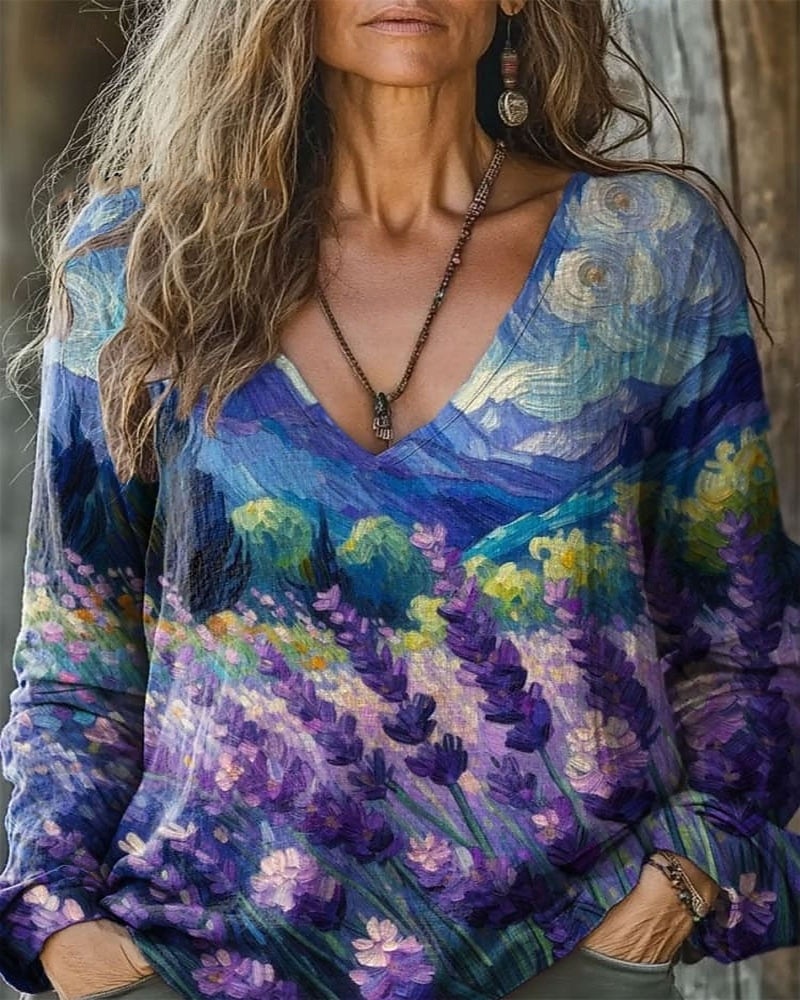 Damen Boho-Hemd Bluse Gerafft Blumen Grafik Elegant Vintage Stilvoll Langarm V Ausschnitt Normale Oberteile Täglich Ferien Ausgehen Blau Wein Armeegrün Rote Violett Frühling Herbst 2026 - $26.99 –P3