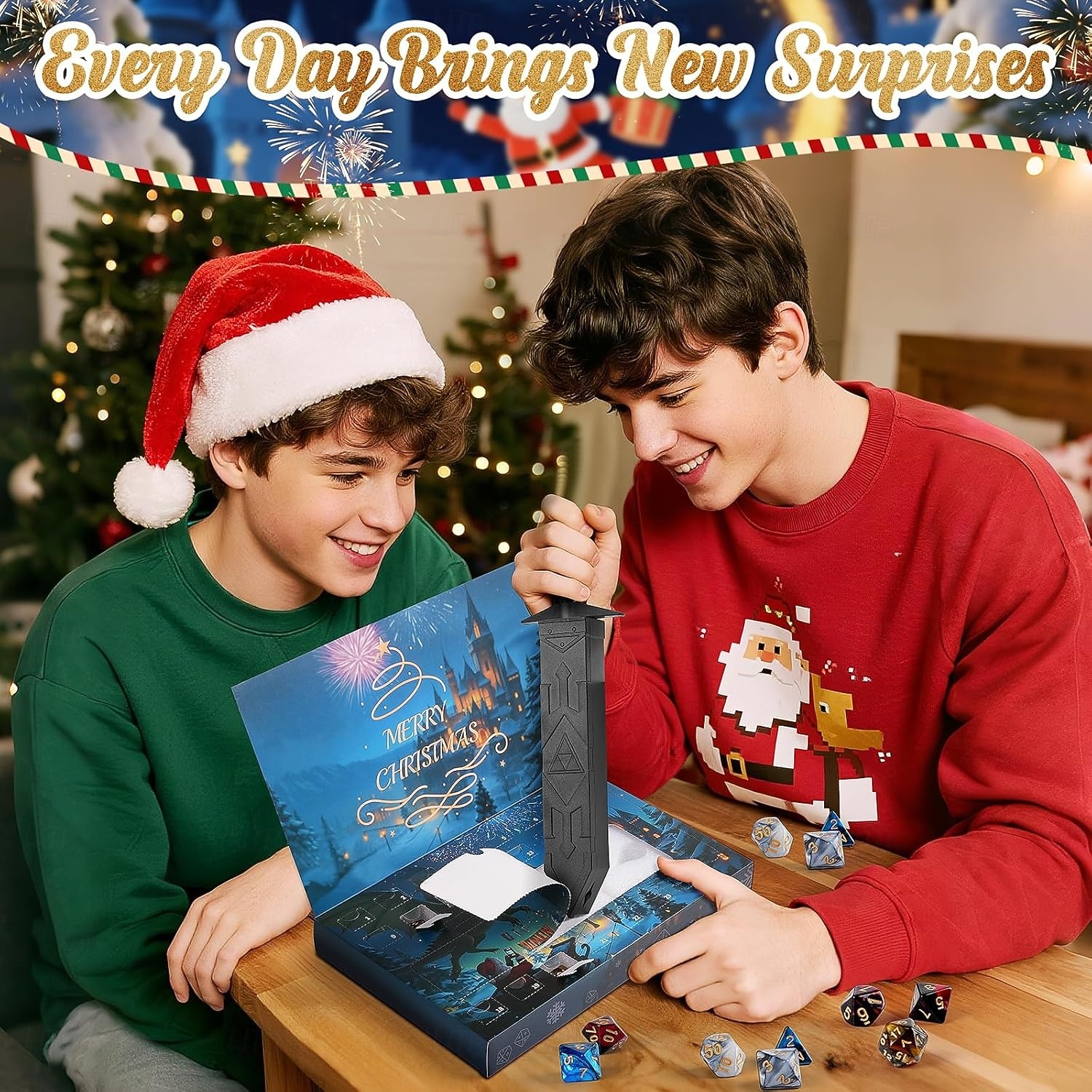 calendário do advento de natal 2025, conjunto de dados misteriosos dnd calendário do advento de férias 24 dias, surpresa d &d presentes, adequado para RPG de masmorras e dragões, mtg, jogo de mesa de de 2025 por $39.99 –P6