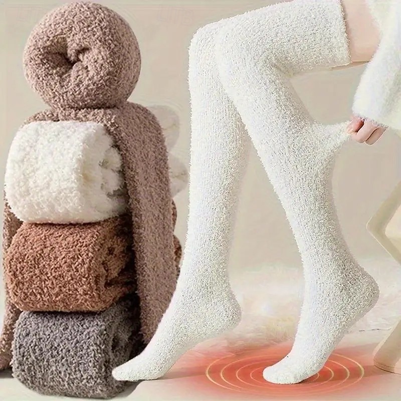 2/4 Pairs Coral Fleece Women's Winter Socks – Thickened, Lint-Free, Warm Floor Socks, Knee-High Leg Warmers, Soft and Cozy for Snowy Weather 2026 - $19.99 –P1