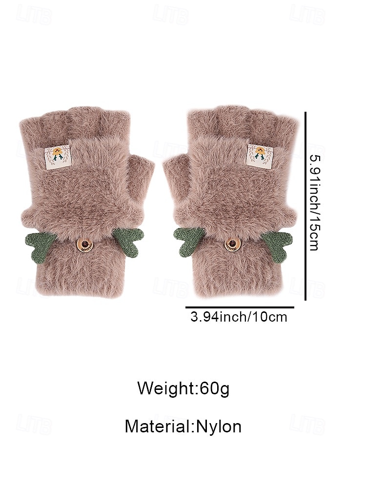 2026年 女性用クリスマスギフトの豪華な手袋、マルチカラー、ふわふわの柔らかい素材、トナカイの角のデザイン、毎日の通勤や休日のお祝いに最適  コレクション – $9.99 –P10