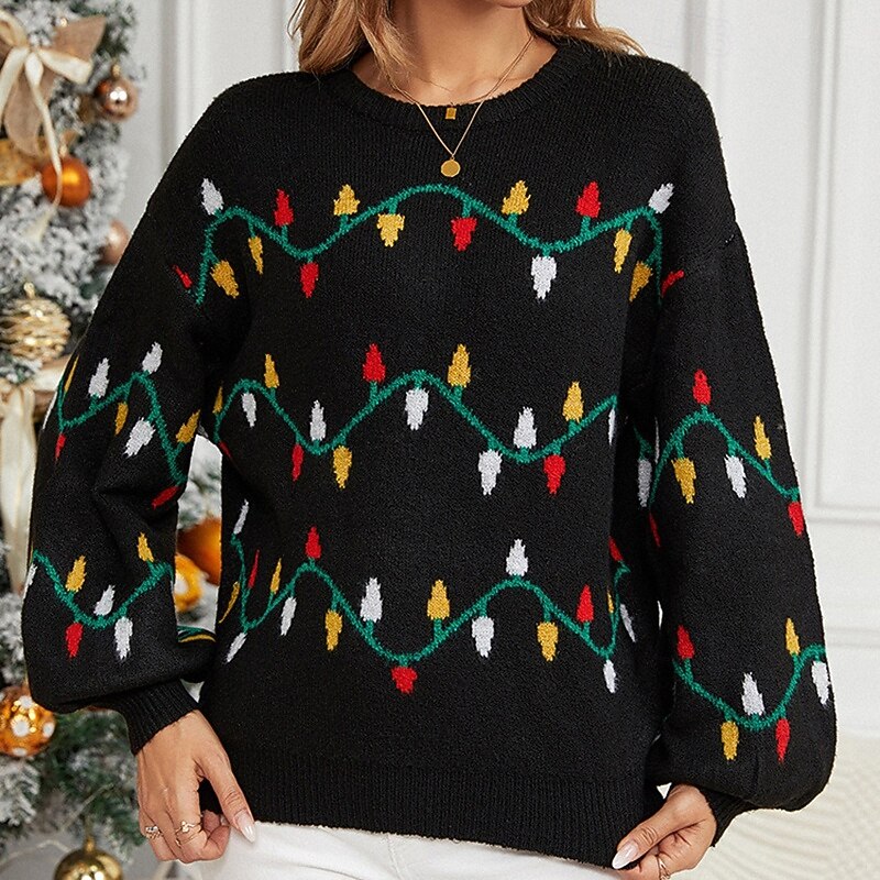 Święta Damskie Bluzki casualowe Sweter sweter Długi rękaw Top Athleisure Graficzny Miękka Ciepłe Impreza Motyw świąteczny Odzież sportowa Odzież sportowa Czarny 2025 - $34.99 –P4