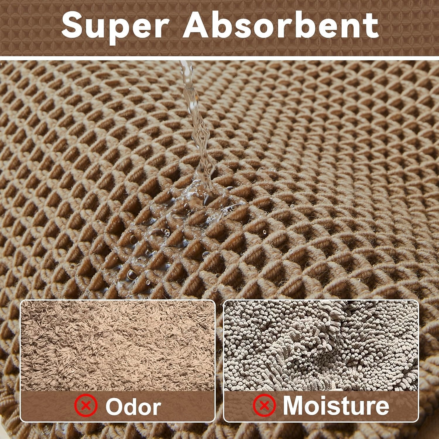 Alfombra de baño tipo gofre, alfombras de baño bohemias antideslizantes y lavables, ultrasuaves, súper absorbentes y de secado rápido, decoración rústica para el baño 2026 - kr.148 –P6