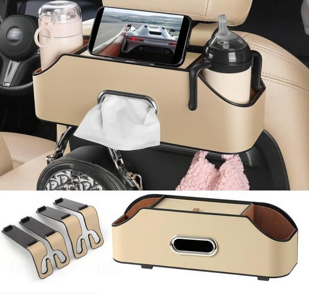 3-in-1 Car Backseat Organizer with Tissue Box & Cup Holder Multifunctional Storage Bag for Vehicle Seat, Keep Your Car Neat and Tidy 2025 - $15.99 –P2