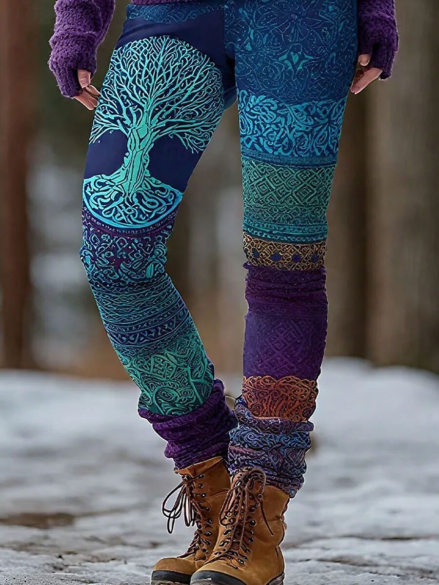 Vrouwelijke Viking Boho Leggings Vakantie Vintage Etnische Stijl Volledige Lengte Hoge Taille Grafisch Boom Abstract Sneldrogend Ademend Zacht Rekbaar Formele Buiten Vakantie Blauw Lente Herfst 2026 - $21.99 –P3