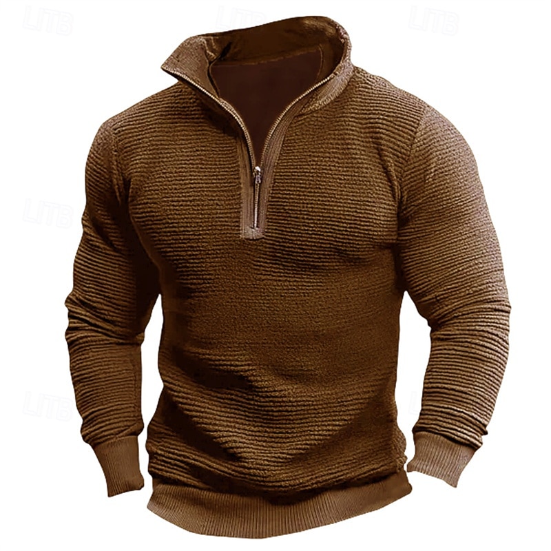 Men's Sweatshirt Quarter Zip Sweatshirt Wine Army Green Brown Coffee Gray Half Zip Plain Half Zip Sports & Outdoor Daily Holiday Polyester Streetwear Basic Casual Fall Winter Clothing Apparel Hoodies 2026 - $29.99 –P1